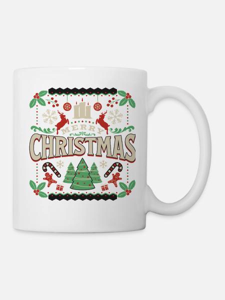 Frohe Weihnachten Retro Typo ugly stil - Tasse - Weiß