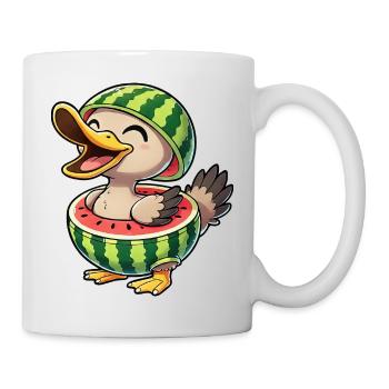 Funny duck with watermelon summer freshness - Mug - white - Right