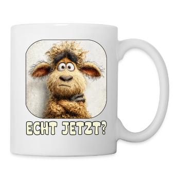 Echt Jetzt? Verwunderter Wollmonster Schaf - Tasse - Weiß - Rechts