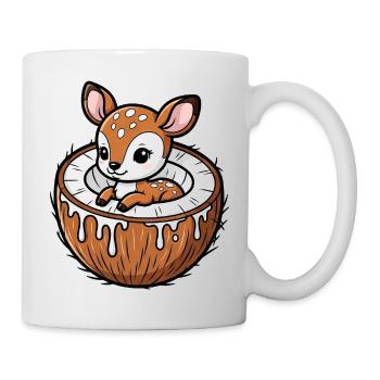 Süßer Reh Hirsch Cartoon Palme Frucht Kokosnuss - Mug blanc - blanc - Droite