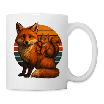Fuchs Eichhörnchen Retro Tierfreunde - Tasse - Weiß - Rechts