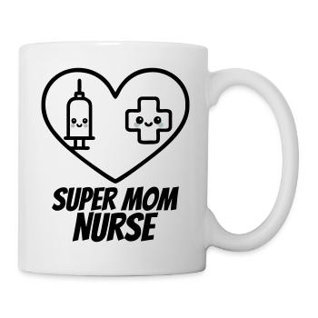 Super Mama Krankenschwester – Medizin Herz - Tasse - Weiß - Rechts