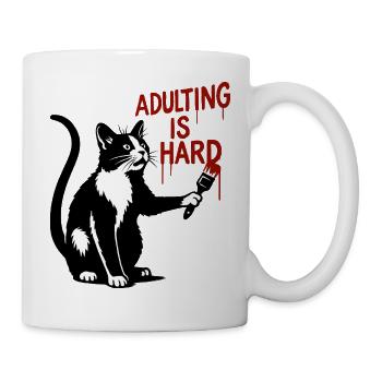 Katze malt Erwachsenwerden - Tasse - Weiß - Rechts