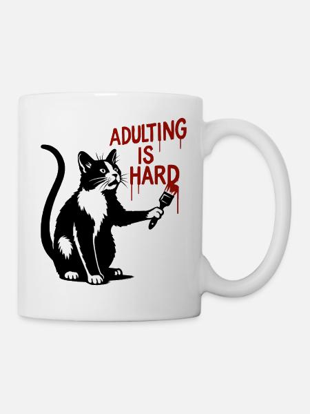 Katze malt Erwachsenwerden - Tasse - Weiß