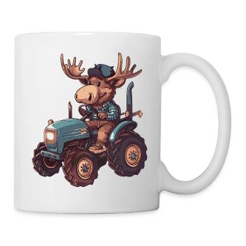 Elch Traktor Farmer - Tasse - Weiß - Rechts