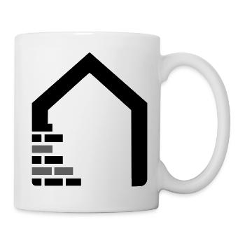 Maurer Logo mit Haus & Ziegelsteinen - Tasse - Weiß - Rechts