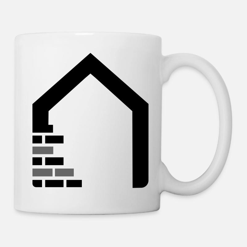 Logo Mason avec maison et briques - Mug blanc - blanc