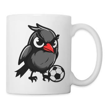 Rabe Vogel Fußball Comic - Tasse - Weiß - Rechts