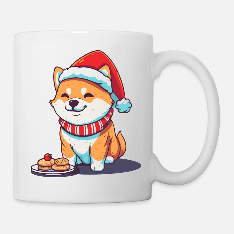 Shiba de Noël avec le Père Noël - Mug blanc - blanc