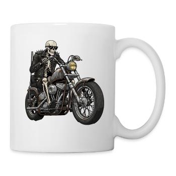 Motard squelette sur moto chopper rétro - Mug blanc - blanc - Droite