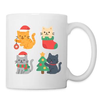 Weihnachtskatzen: Bunte Katzen-Ausgaben - Tasse - Weiß - Rechts