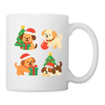 Weihnachtshunde mit Geschenken - Tasse - Weiß - Rechts