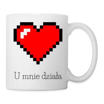 Verpixelter roter Käse auf schwarzem Hintergrund - Tasse - Weiß - Rechts
