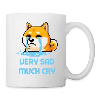 Très triste, beaucoup pleure - Pixel art du mème Doge - Mug blanc - blanc - Droite