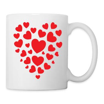 Rotes Herzkonfetti Design rote Herzen Herz Muster - Tasse - Weiß - Rechts