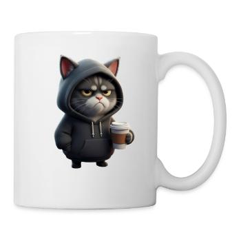 Mürrische Katze mit Coffee Cup - Mug blanc - blanc - Droite