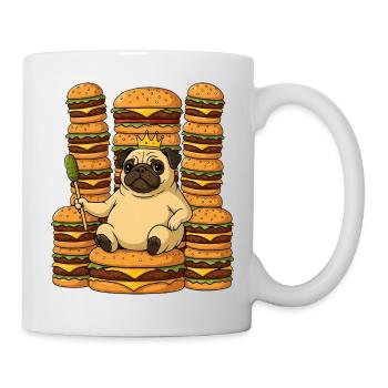 Funny Pug King Cheeseburger Cartoon Funny - Mug - white - Right