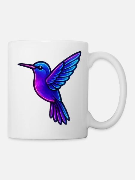 Neon Kolibri Tiere - Tasse - Weiß