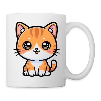 Orangefarbener Tiger Zeichentrickkatze - Tasse - Weiß - Rechts