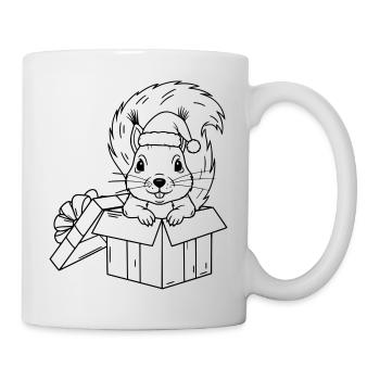 Cute Christmas squirrel in gift box - Mug - white - Right