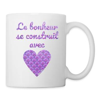 Le bonheur se construit avec cœur - Mug blanc - blanc - Droite