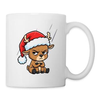 Funny Grumpy Reindeer Christmas Comic Motif - Mug - white - Right