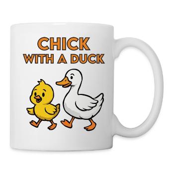 Poussin avec un canard - Mug blanc - blanc - Droite