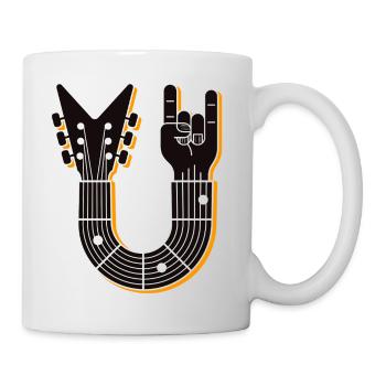 Guitar and Finger Horn Hand - Mug - white - Right