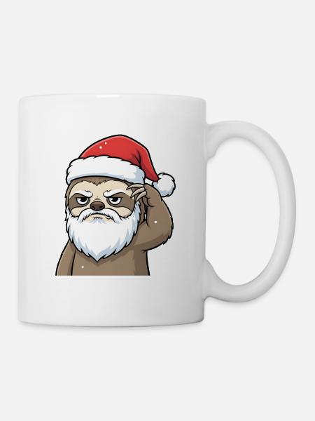 Weihnachtliches Faultier – Grummel Santa Look - Tasse - Weiß