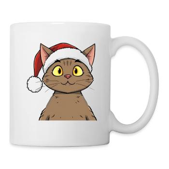 Niedliche Weihnachtskatze im süßen Cartoonstil - Tasse - Weiß - Rechts