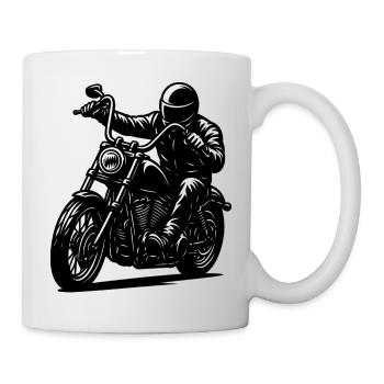 Chopper Motorradfahrer Schwarz-Weiß Design - Tasse - Weiß - Rechts