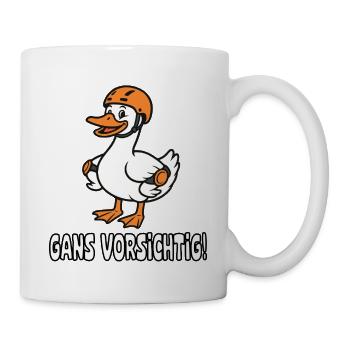 Dessin animé de l’oie au casque Oie prudente - Mug blanc - blanc - Droite