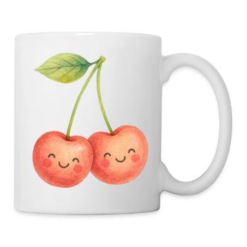 Kuschelige Kirschpärchen Kirsche Obst Sommer Liebe - Tasse - Weiß - Rechts