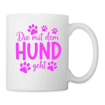 Aller se promener avec le chien en disant - Mug blanc - blanc - Droite