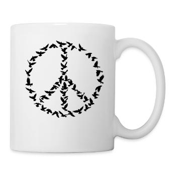 Symbole de paix de la silhouette des colombes - Mug blanc - blanc - Droite
