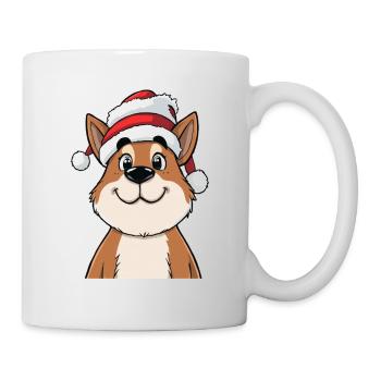 Funny dog with santa hat cute cartoon - Mug - white - Right