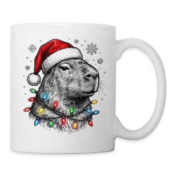 Süßes Capybara mit Weihnachtsmütze Christmas - Tasse - Weiß - Rechts