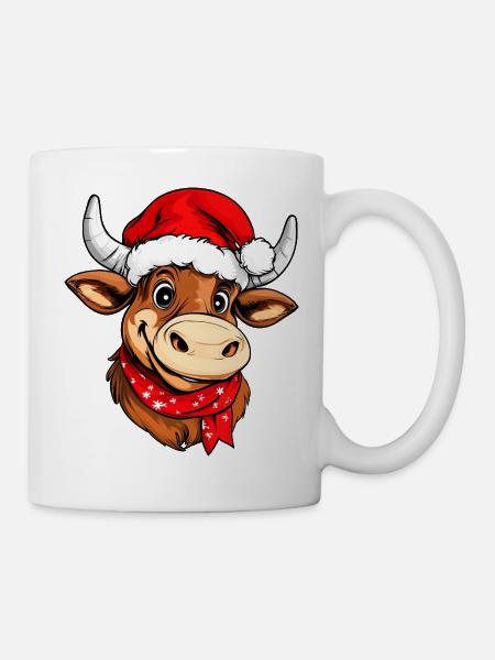 Weihnachten Stiere - Tasse - Weiß
