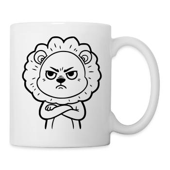 Illustration de bande dessinée du Lion en colère - Mug blanc - blanc - Droite