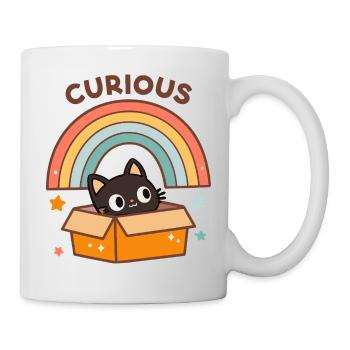 Curious Cat in Rainbow Cardboard - Mug - white - Right