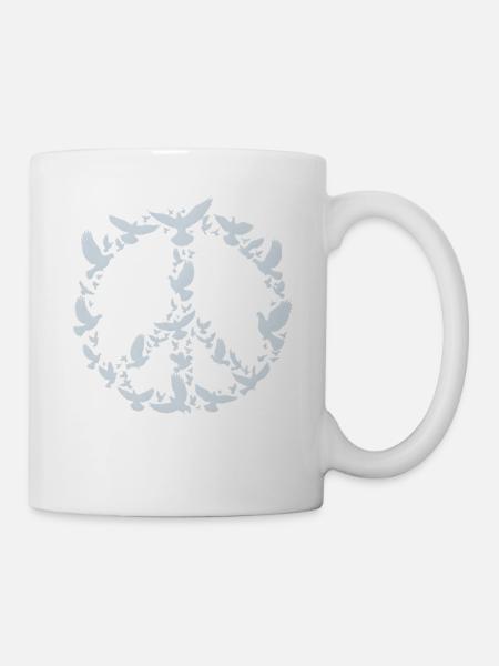 Friedenstauben Peace Symbol Kunst Design - Tasse - Weiß