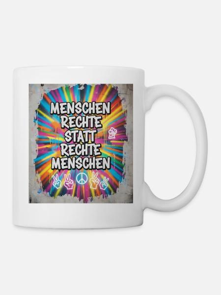 Buntes Graffiti Menschenrechte Statement - Tasse - Weiß