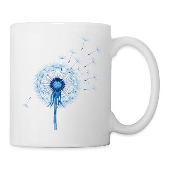 Blauer Dandelion Origami Muster - Tasse - Weiß - Rechts