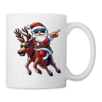 Un Père Noël cool et des rennes :) - Mug blanc - blanc - Droite