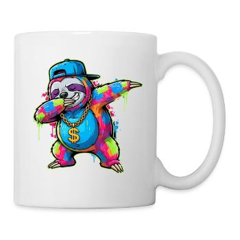 Dabbing Sloth Street Style - Street Art Graffiti - Tasse - Weiß - Rechts