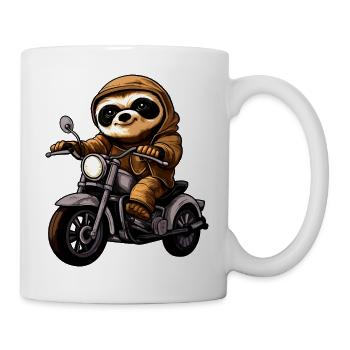 Motorrad Faultier - Tasse - Weiß - Rechts