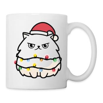Kuschelkätzchen mit Lichterkette - Tasse - Weiß - Rechts