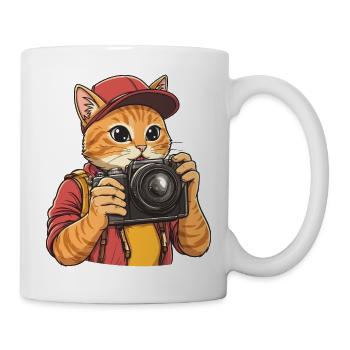 Lustiger cooler Katzenfotograf mit Kamera - Tasse - Weiß - Rechts