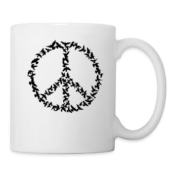 Peace Symbol aus fliegenden Tauben - Tasse - Weiß - Rechts