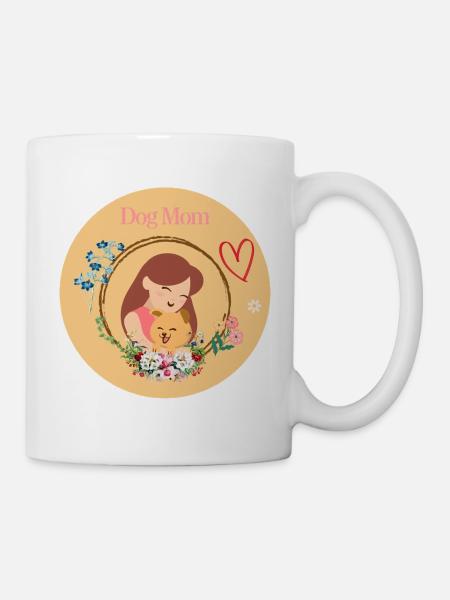 Hundemama im Blumenkranz - Tasse - Weiß